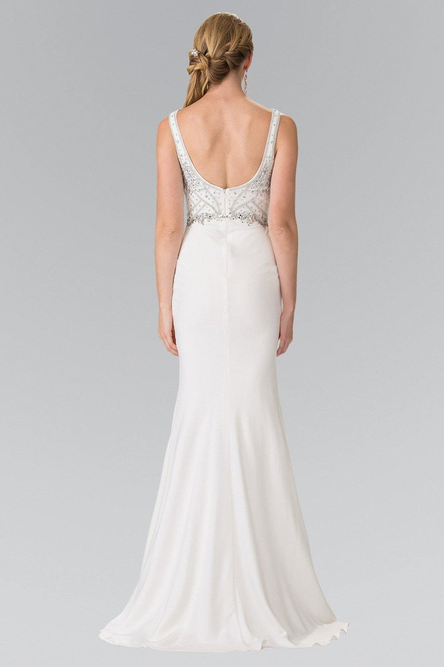 Beads and Jewels Embellished Wedding Long Dress - The Dress Outlet Elizabeth K