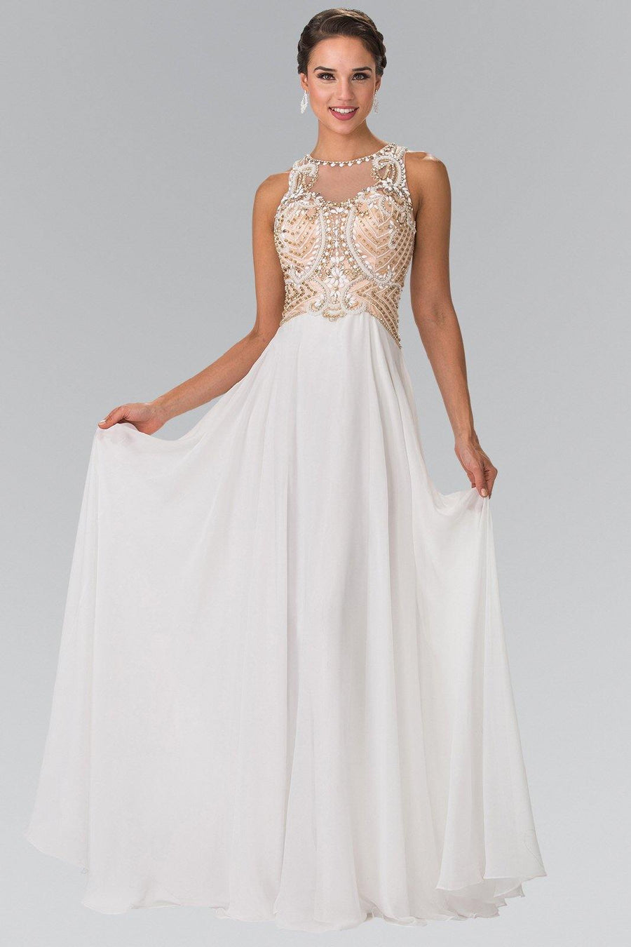 Beads Embellished Bodice Prom Long Dress - The Dress Outlet Elizabeth K