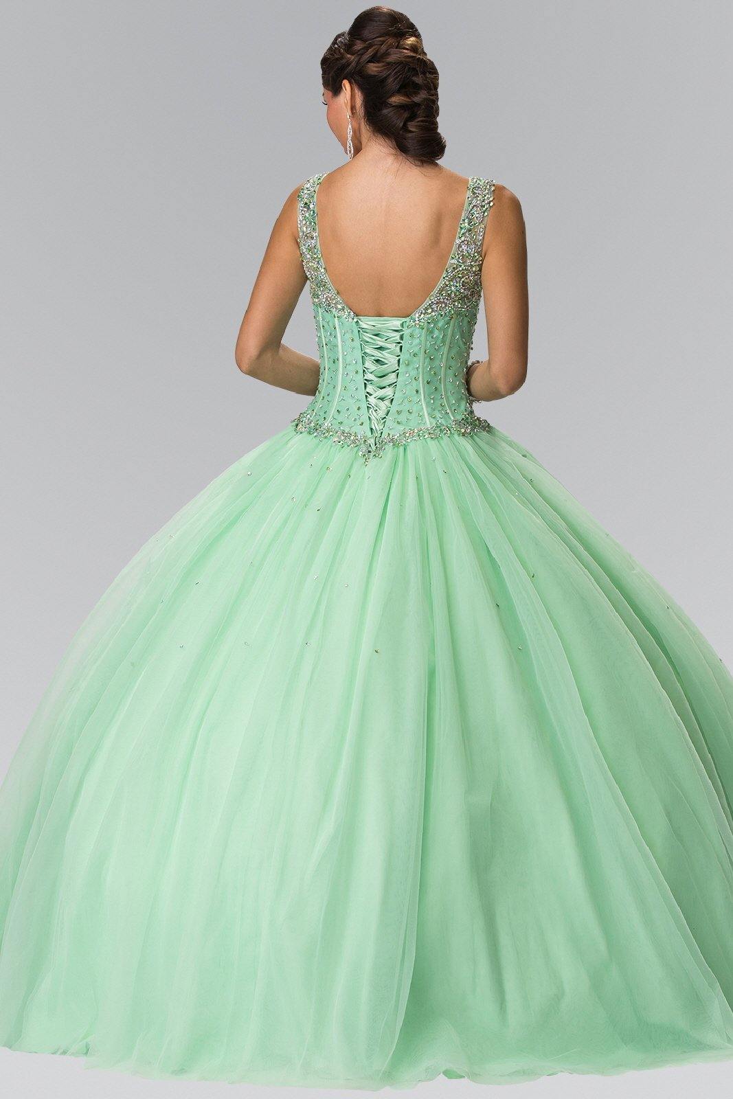 Beads Embellished Long Quinceanera Dress - The Dress Outlet Elizabeth K