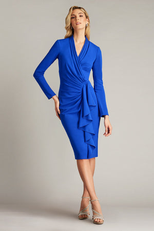 Cocktail Dresses Short Fitted Long Sleeve Cocktail Dress Mystic Blue