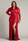 Plus Size Dresses Plus Size Long Metallic Formal Dress Deep Red