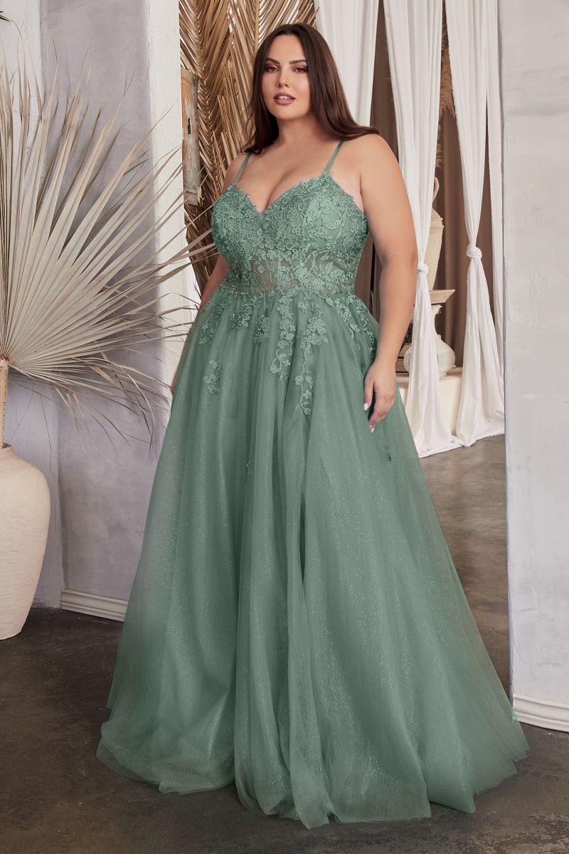 Plus Size Dresses Glitter Plus Size Formal Prom Long Dress Dusty Teal