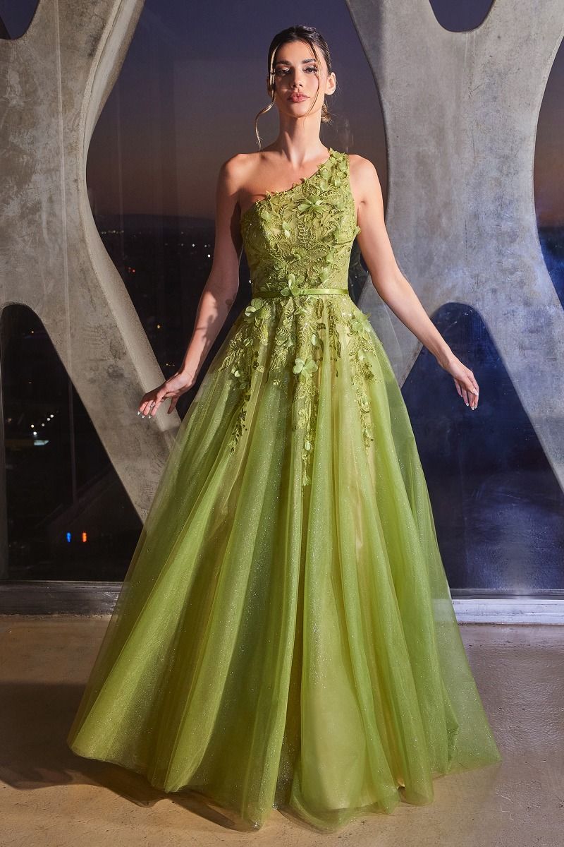 Prom Dresses 3D Floral Long Formal Prom Dress Greenery