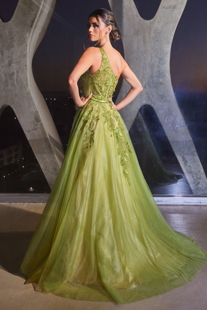 Prom Dresses 3D Floral Long Formal Prom Dress Greenery