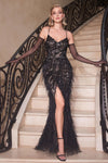 Prom Dresses Long Fitted Feather Formal Prom Dress Black Nude