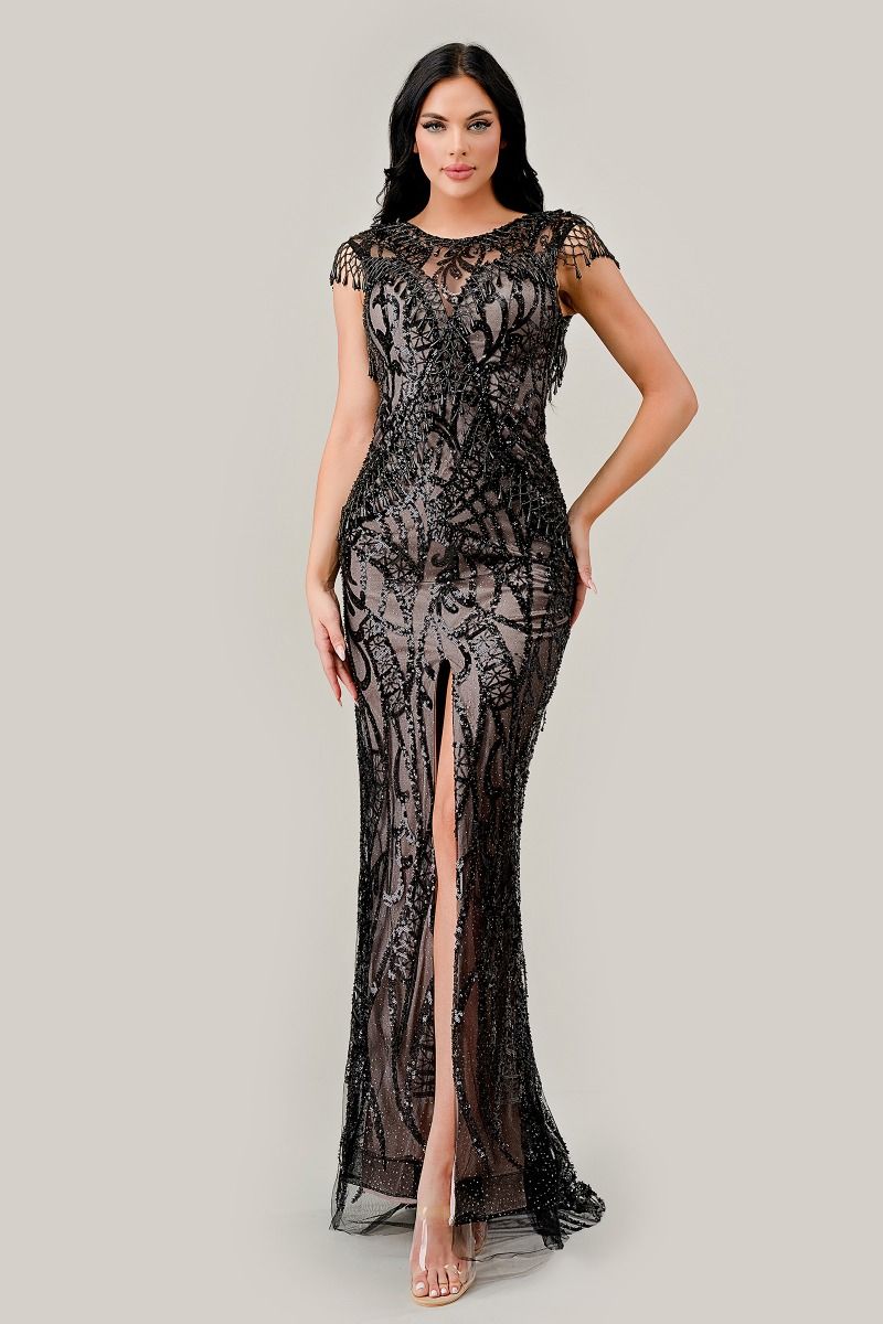 Prom Dresses Sequin Formal Prom Long Dress Black