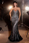 Prom Dresses Formal Glitter Prom Fitted Long Dress Black Nude