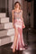 Prom Dresses Fitted Slit Long Formal Prom Dress Dusty Rose