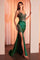 Prom Dresses Fitted Slit Long Formal Prom Dress Emerald