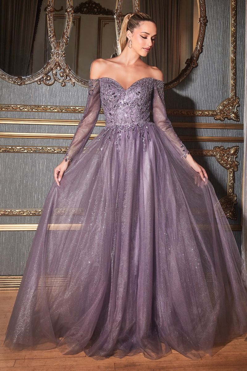 Long Sleeve Prom Dress English Violet