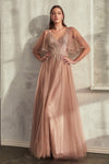 Long Formal Short Sleeve Evening Dress - The Dress Outlet