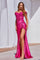 A Line Off Shoulder Sexy Long Prom Dress Fuchsia