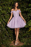 Off Shoulder Short Tulle Prom Dress - The Dress Outlet