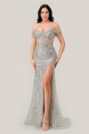 Prom Dresses Off Shoulder Prom Silver Nude