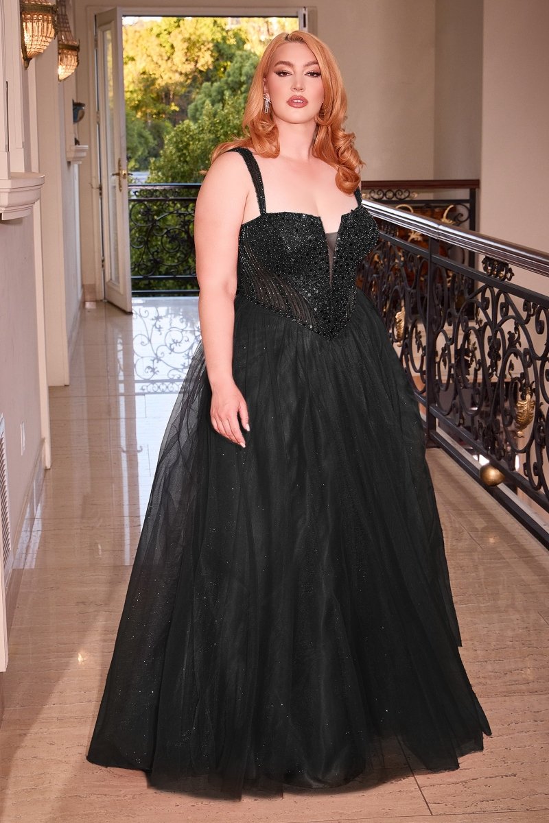 Black Cinderella Divine CD0217C Long Sequin A Line Plus Size Formal ...