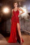 Prom Dresses Sequin Fitted Formal Prom Long Dress Red