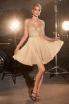 Cocktail Dresses Glitter Beaded Cocktail Short Dress Champagne