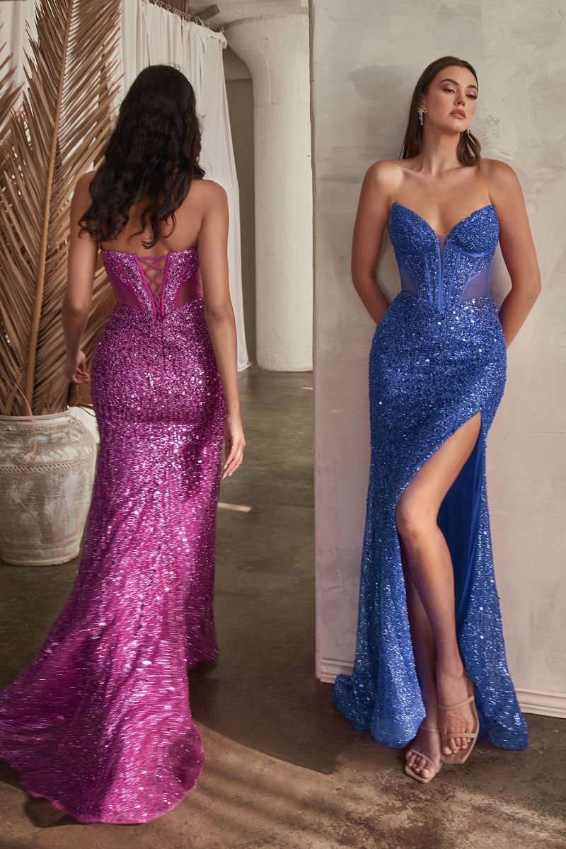 Prom Dresses Formal Prom Sequin Long Dress Amethyst Deep Blue