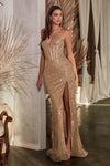 Prom Dresses Formal Prom Sequin Long Dress Mocha Gold