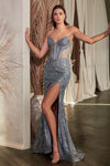 Prom Dresses Formal Prom Sequin Long Dress Smoky Blue