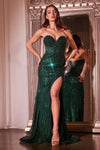 Prom Dresses Long Prom Sequin Slit Gown Emerald