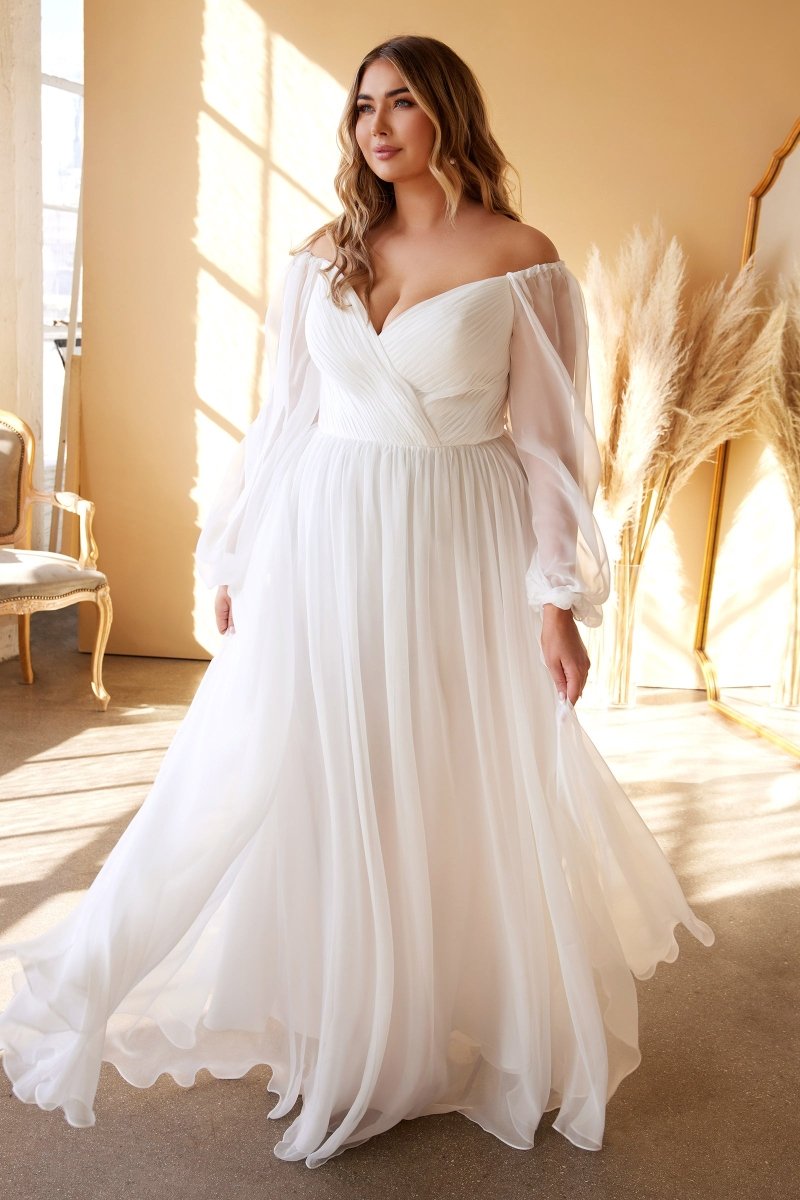 Wedding Dresses Long Plus Size A Line Wedding Dress Off White