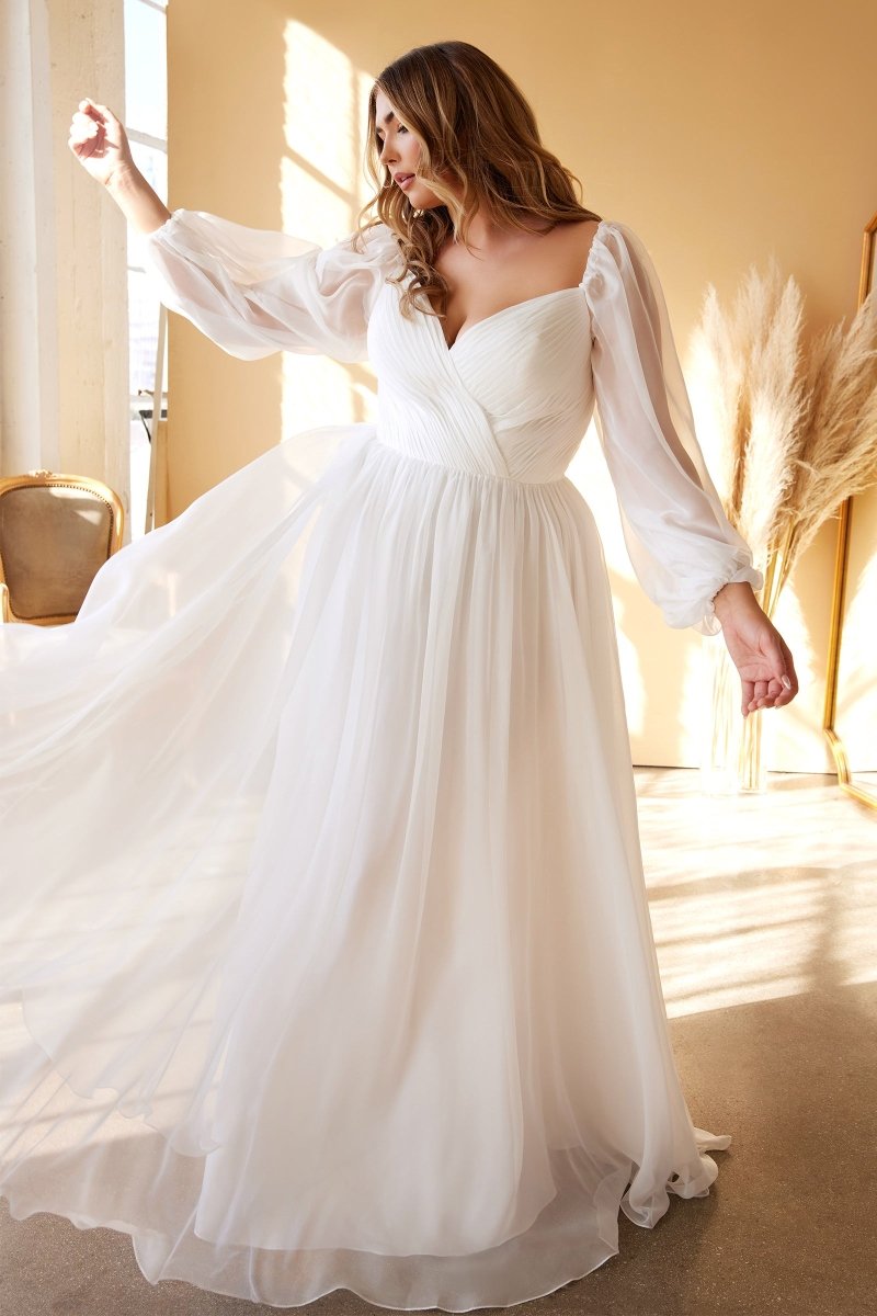 Wedding Dresses Long Plus Size A Line Wedding Dress Off White