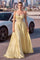 Prom Dresses Beaded A Line Long Formal Corset Prom Dress Light Yellow