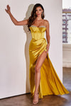 Prom Dresses Long Beaded Pleated Bust Formal Prom Dress Marigold