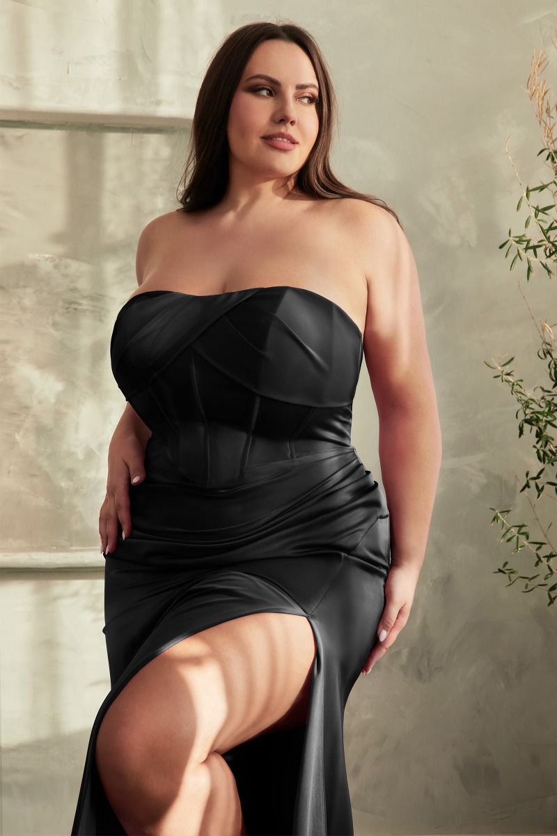 Plus Size Dresses Fitted Plus Size Formal Prom Long Dress Black