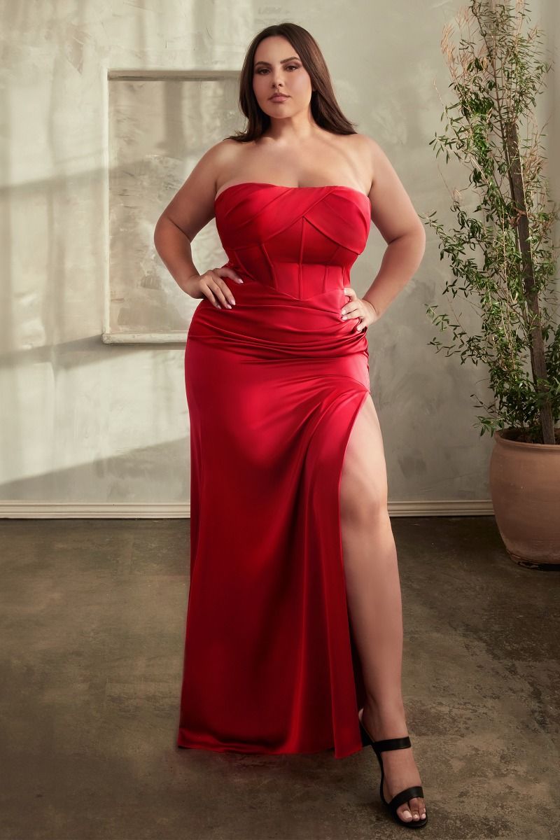 Plus Size Dresses Fitted Plus Size Formal Prom Long Dress Red