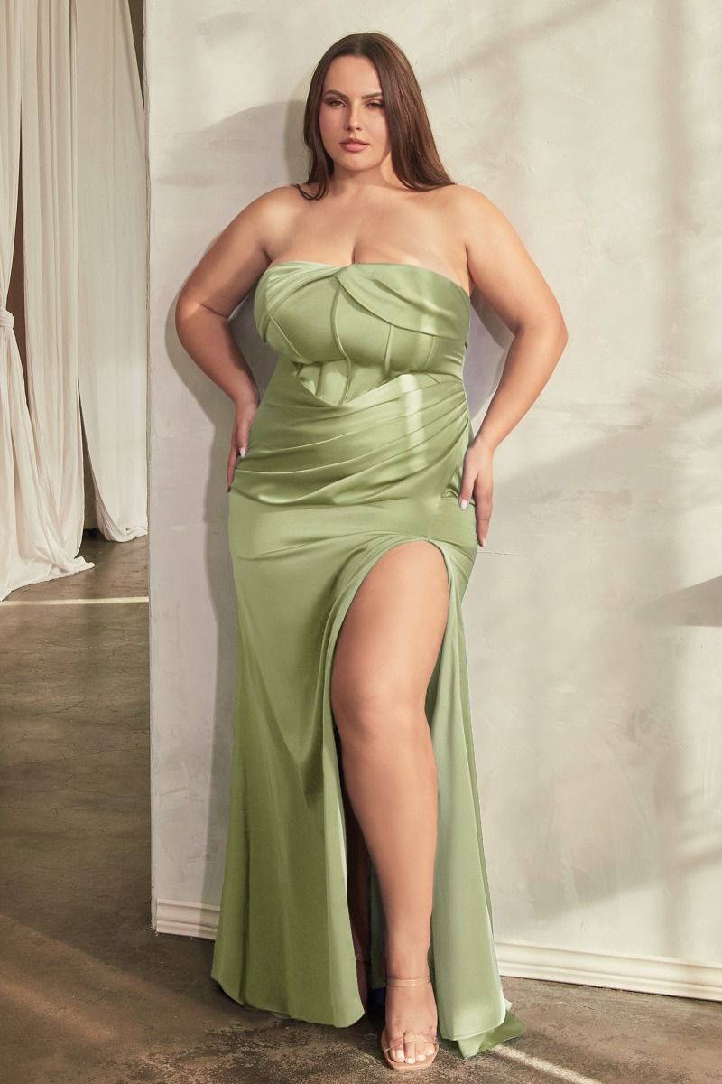 Plus Size Dresses Fitted Plus Size Formal Prom Long Dress Sage