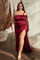 Plus Size Dresses Front Knot Plus Size Formal Prom Long Dress Burgundy