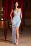 Prom Dresses Halter Hot Stones Formal Prom Long Dress Blue