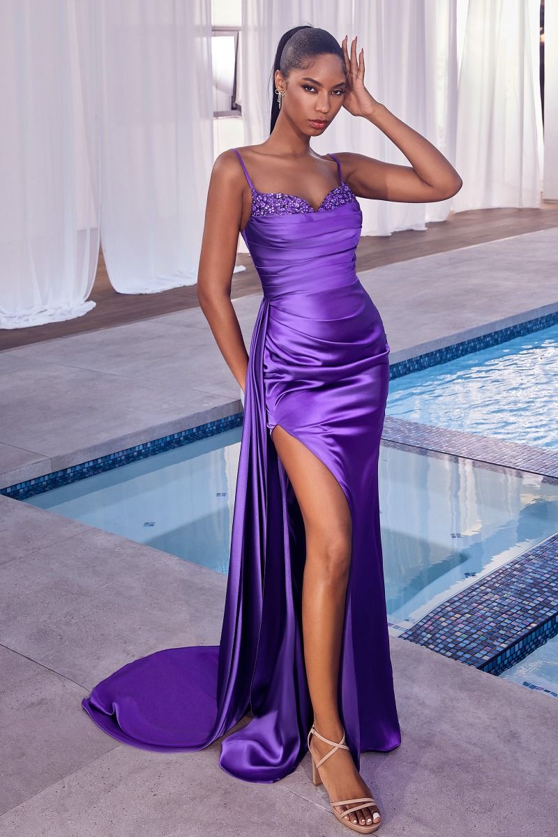 Prom Dresses Beaded Fitted Formal Prom Long Dress Nova Purple