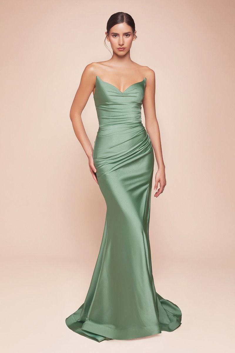 Prom Dresses Long Fitted Formal Prom Dress Dark Sage