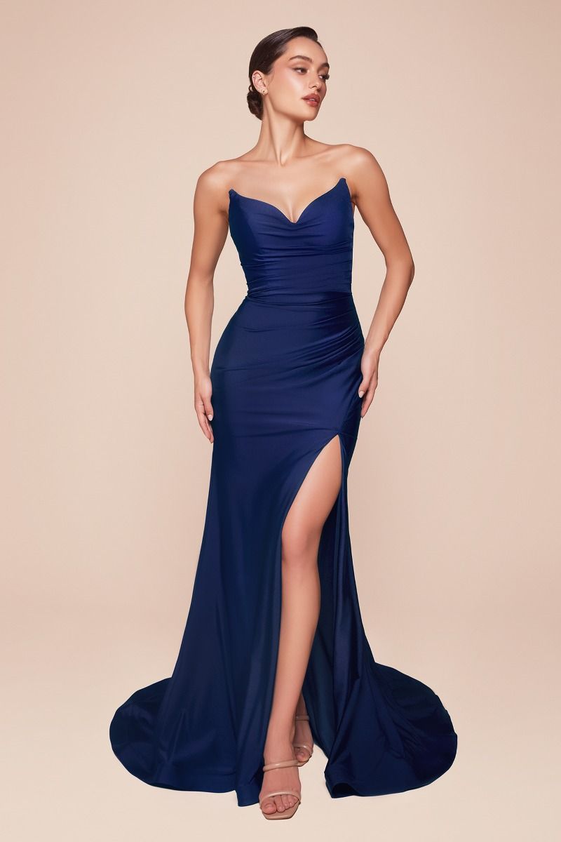 Prom Dresses Long Fitted Formal Prom Dress Navy