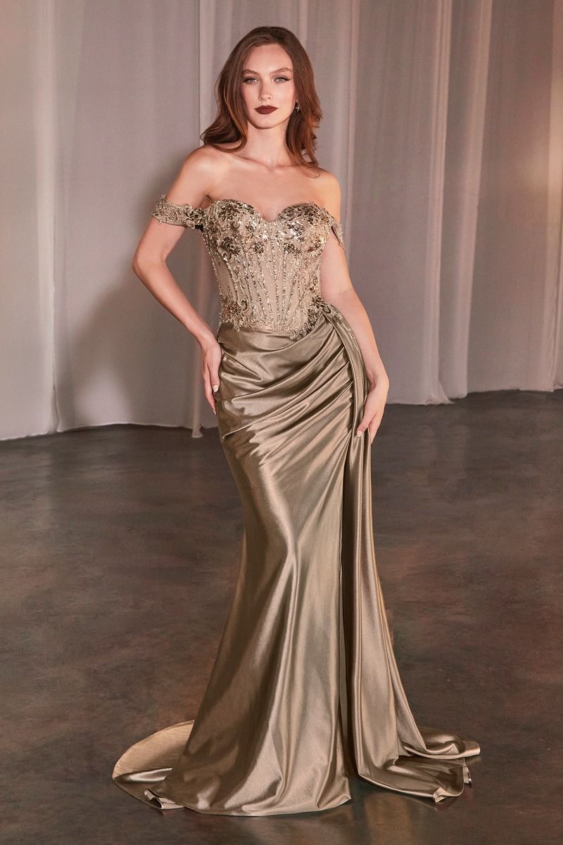 Prom Dresses Long Fitted Prom Formal Dress Mocha Gold