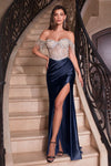 Prom Dresses Long Beaded Fringe Formal Prom Dress Navy