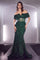 Cinderella Divine CD985 Formal Off Shoulder Long Prom Dress Emerald