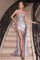 Prom Dresses Long Formal Glitter Satin Mermaid Prom Dress Silver