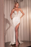 Wedding Dresses Fitted Slit Long Wedding Dress Off White