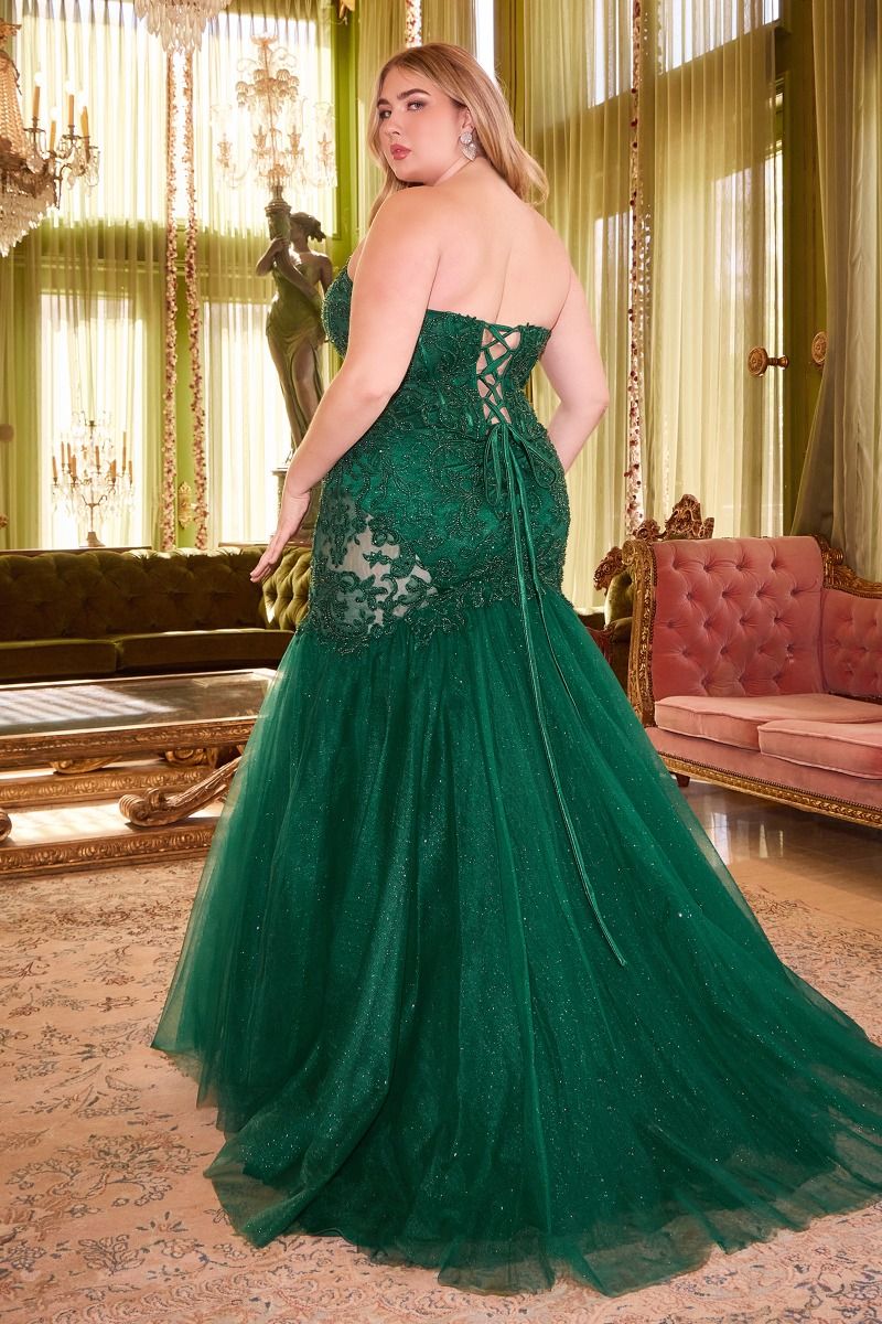 Plus Size Dresses Plus Size Long Mermaid Prom Fitted Dress Emerald