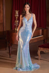 Prom Dresses Long Fitted Liquid Sequin Prom Dress Blue