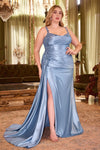 Plus Size Dresses Plus Size Fitted Long Stretch Prom Gown Dusty Blue