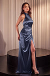 Prom Dresses Long Formal Halter Fitted Prom Dress Smoky Blue