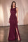 Formal Dresses Fitted Long Formal Ruffled Evening Dress Burgundy