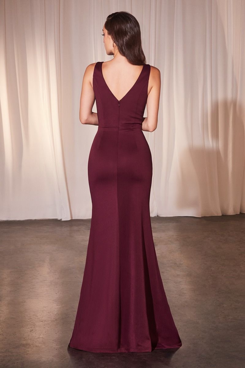 Formal Dresses Fitted Long Formal Ruffled Evening Dress Burgundy