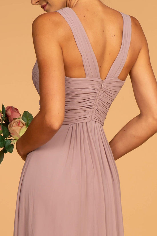 Eggplant Chiffon Ruched Bodice A Line Long Formal Dress For 112 99