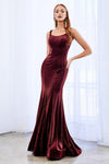 Fitted Metallic Long Prom Dress - The Dress Outlet